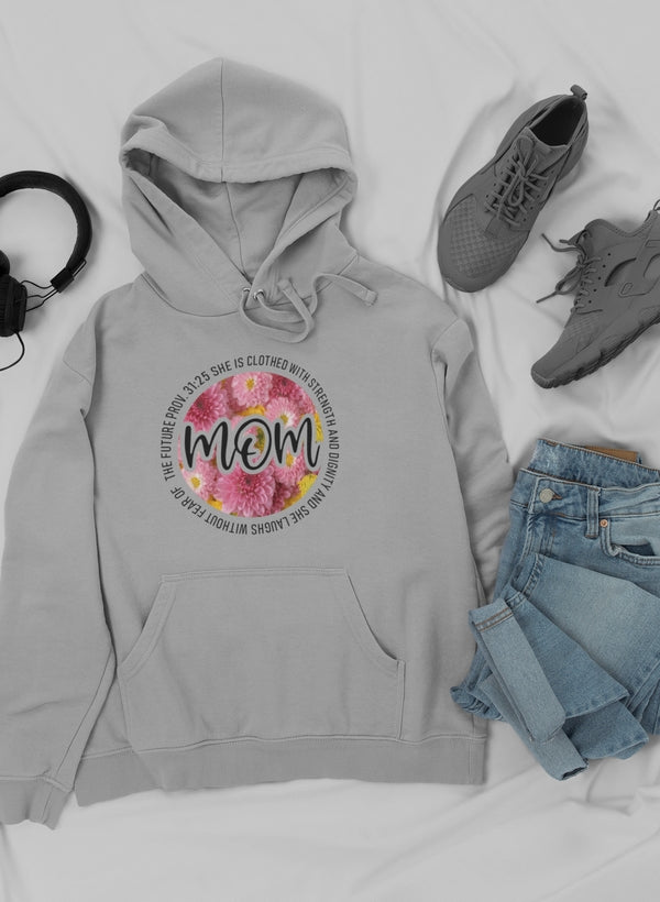 She Is Strong Proverbs Floral Mom Hoodie-2
