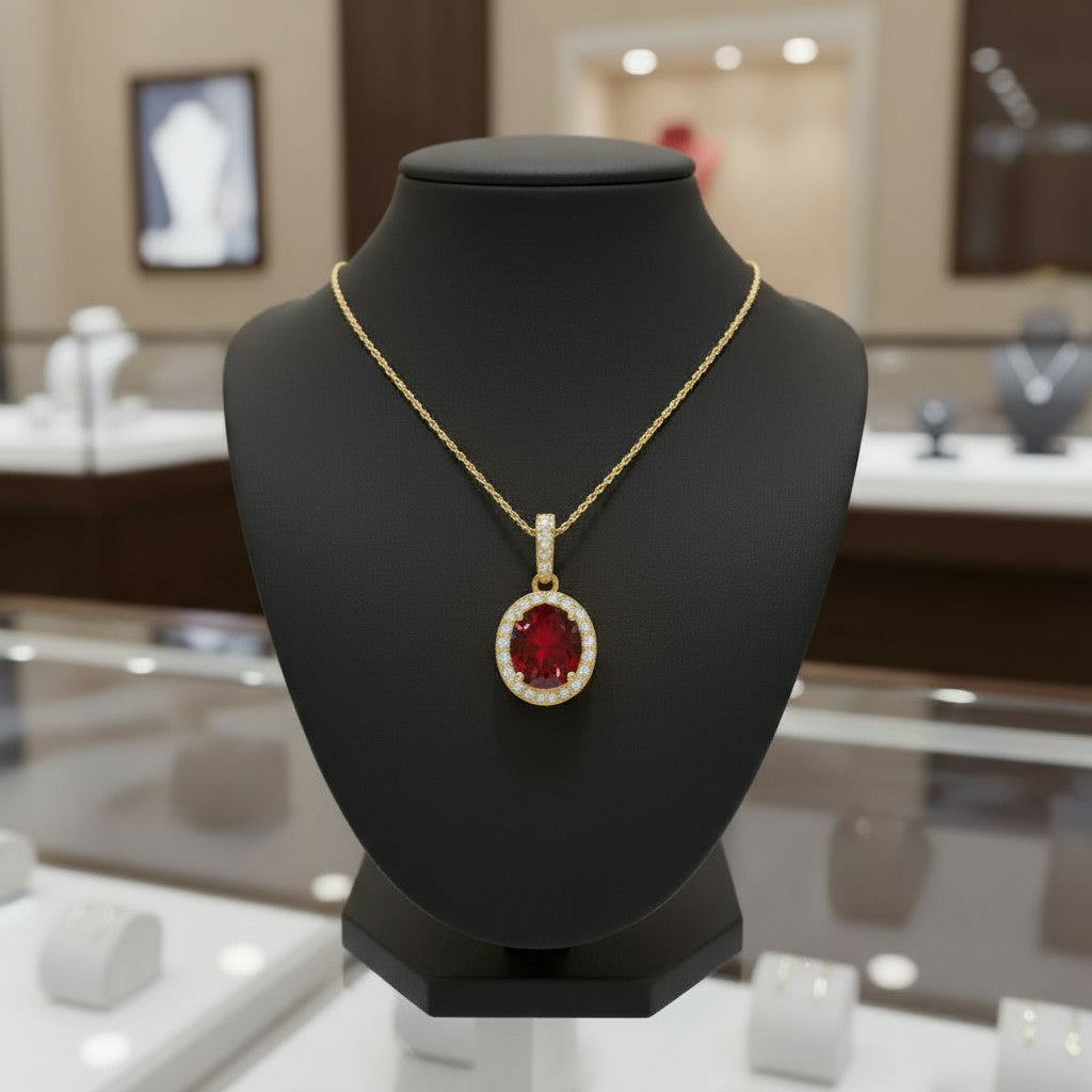 "Eternity" Oval Cremation Pendant with Halo 7x5mm