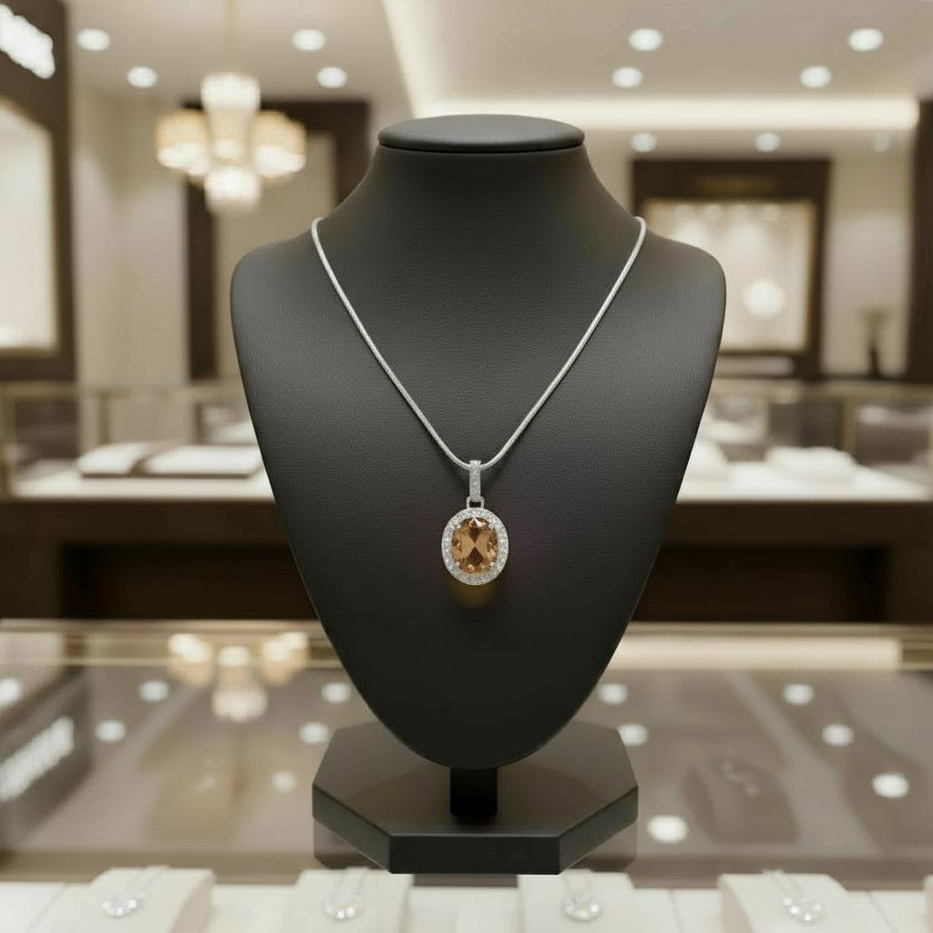 "Eternity" Oval Cremation Pendant with Halo 7x5mm