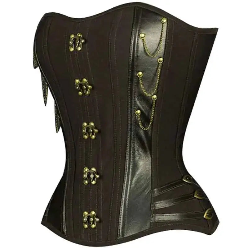 Women’s Genuine Leather Overbust Corset-1