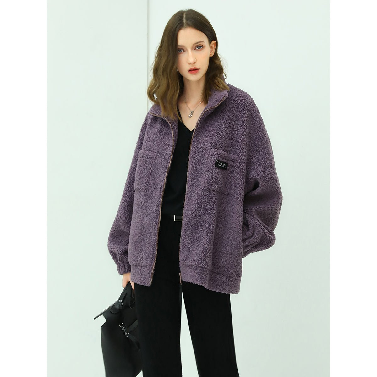 Oversized Lavender Fleece Jacket-1