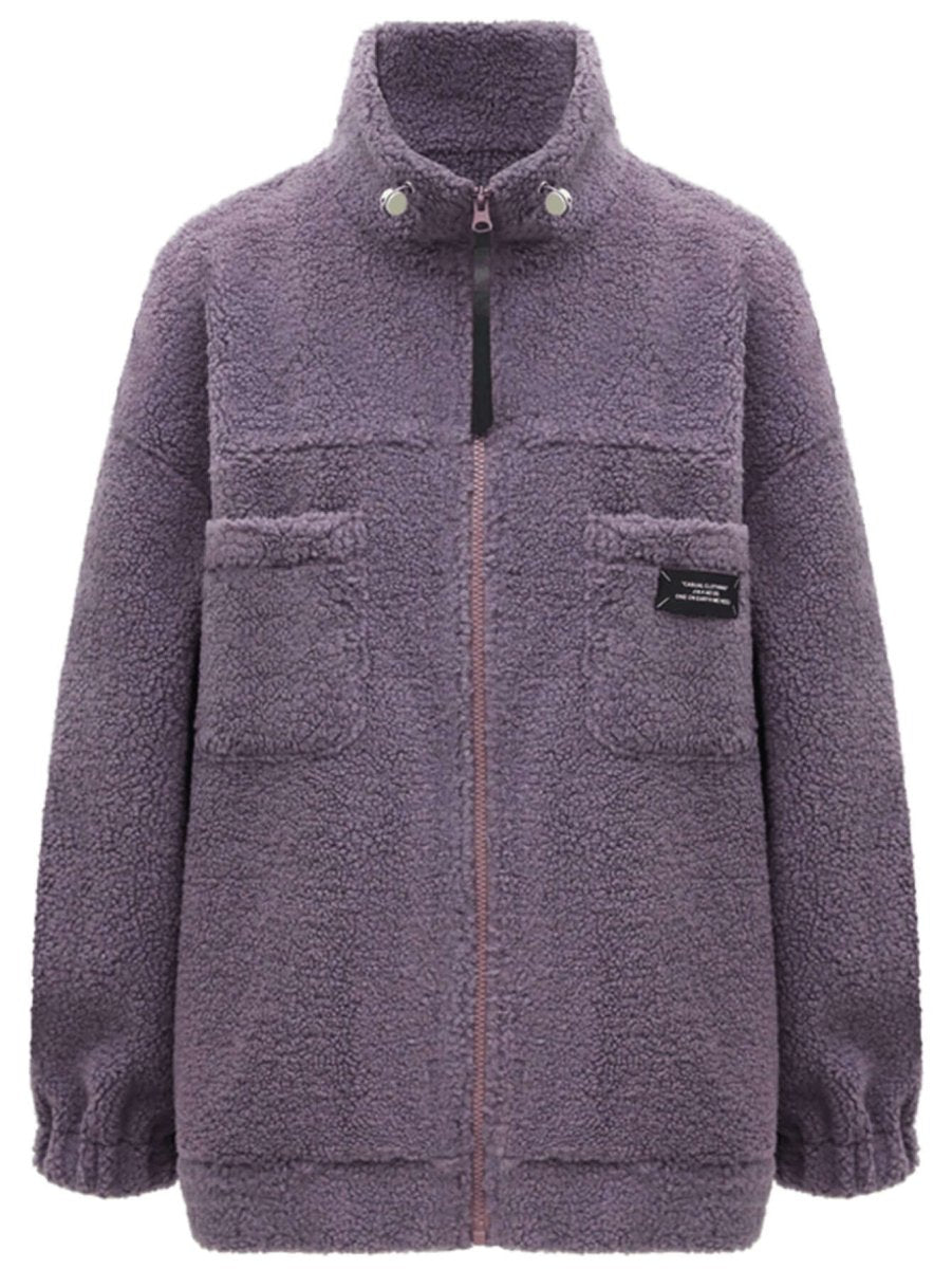 Oversized Lavender Fleece Jacket-3