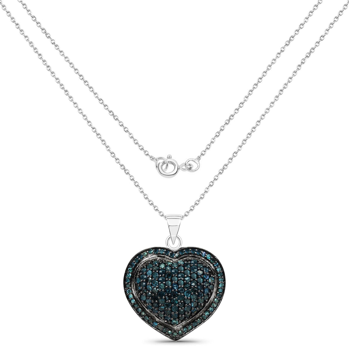 1.25 Carat Genuine Blue Diamond .925 Sterling Silver Pendant