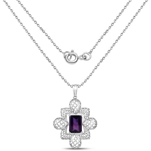 7.80 Carat Genuine Amethyst .925 Sterling Silver Pendant