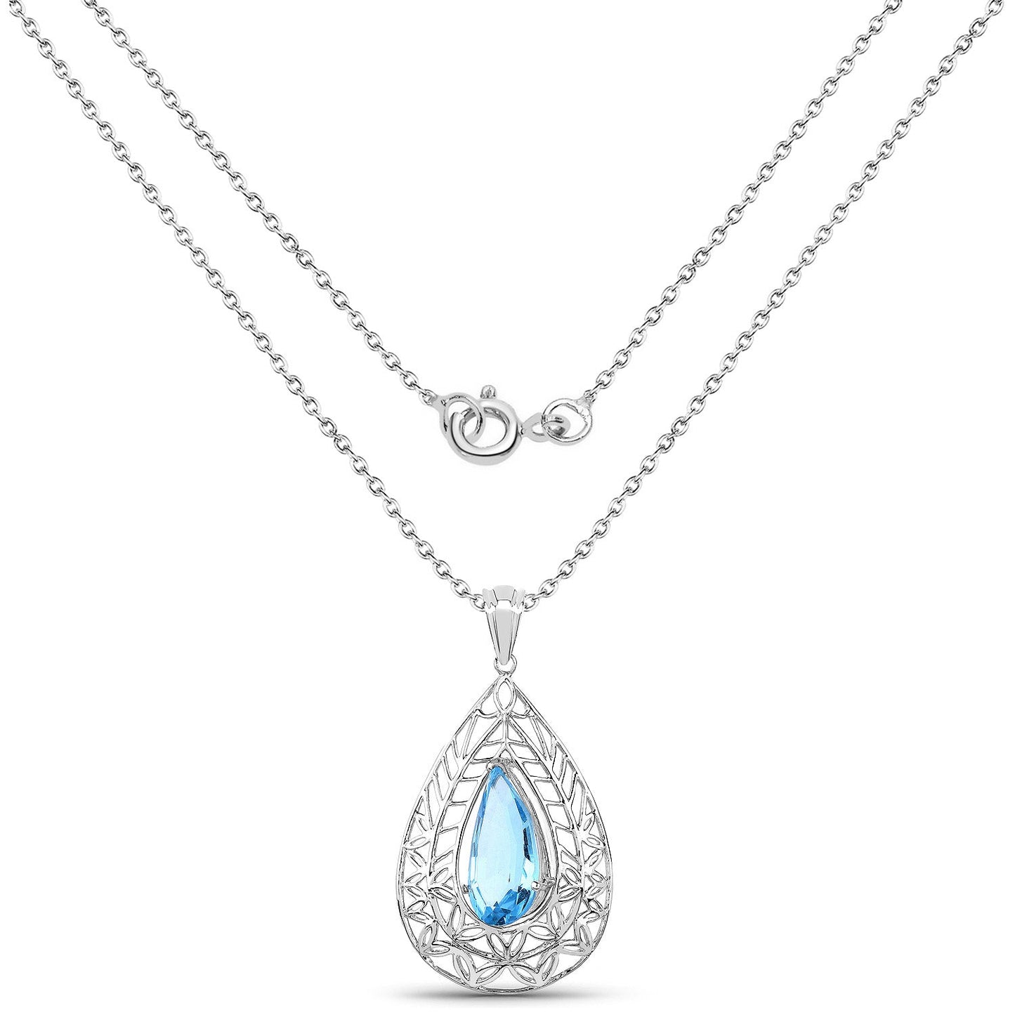 7.20 ct. Genuine Swiss Blue Topaz .925 Sterling Silver Pendant