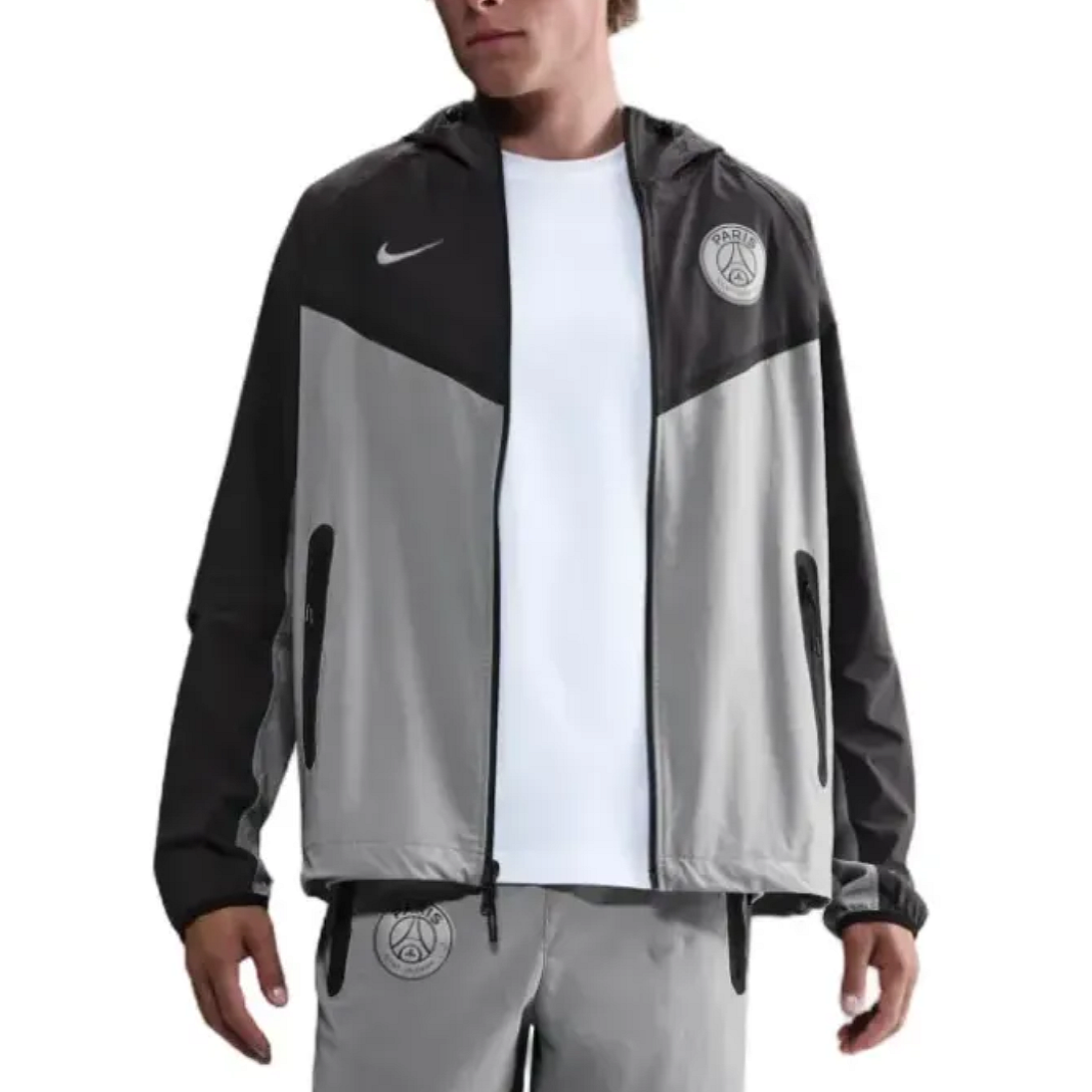 PSG grey Tech Woven presentation tracksuit 2025/26 - Nike-0