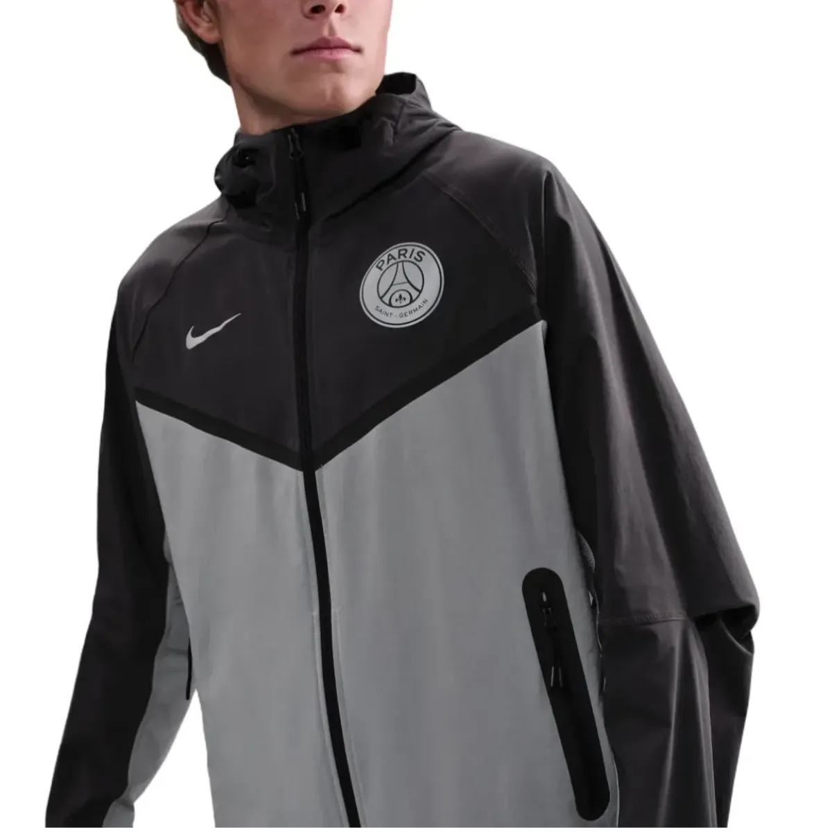 PSG grey Tech Woven presentation tracksuit 2025/26 - Nike-1
