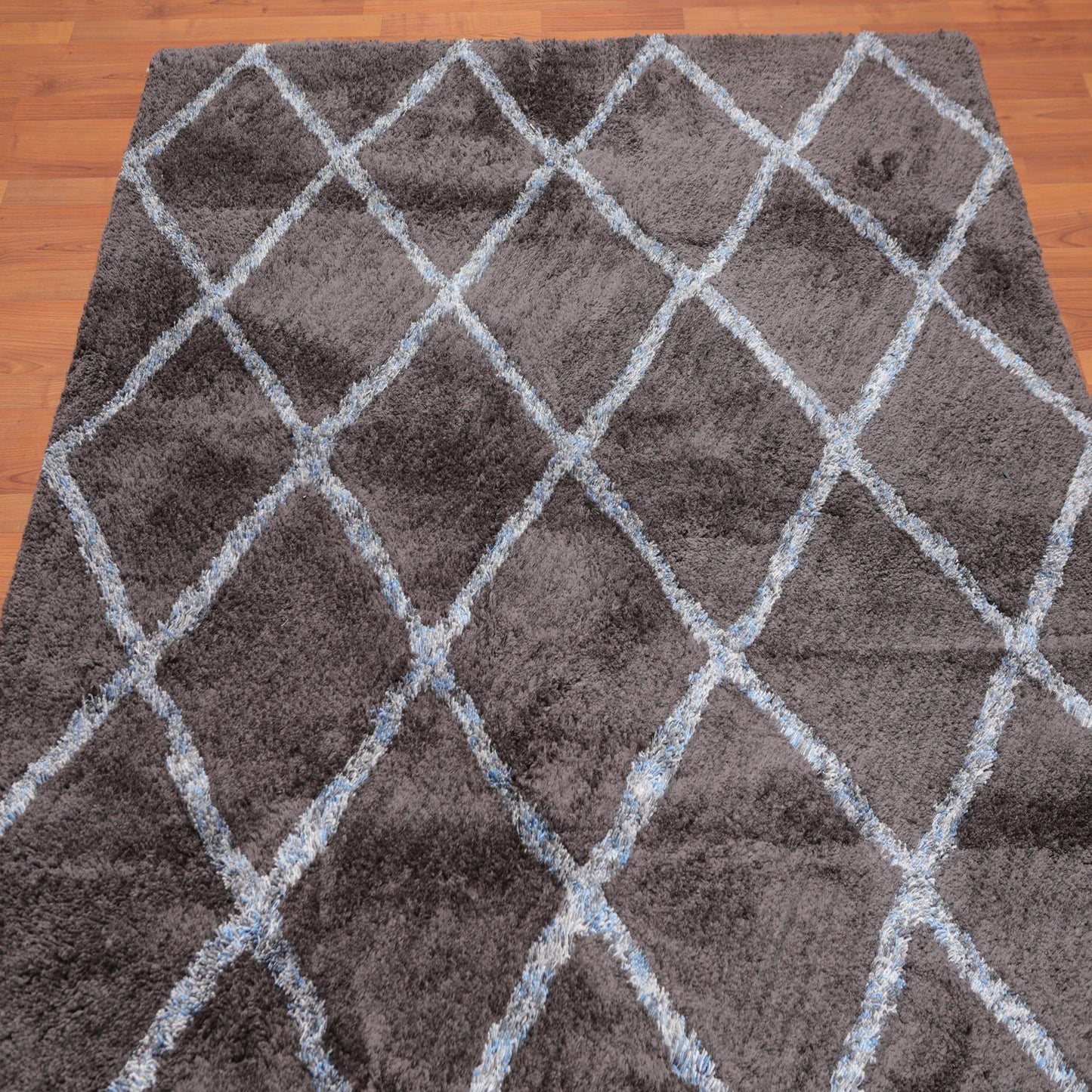 5'4" x 7'6" Handmade Super soft Moroccan Shag Area Rug Gray-1