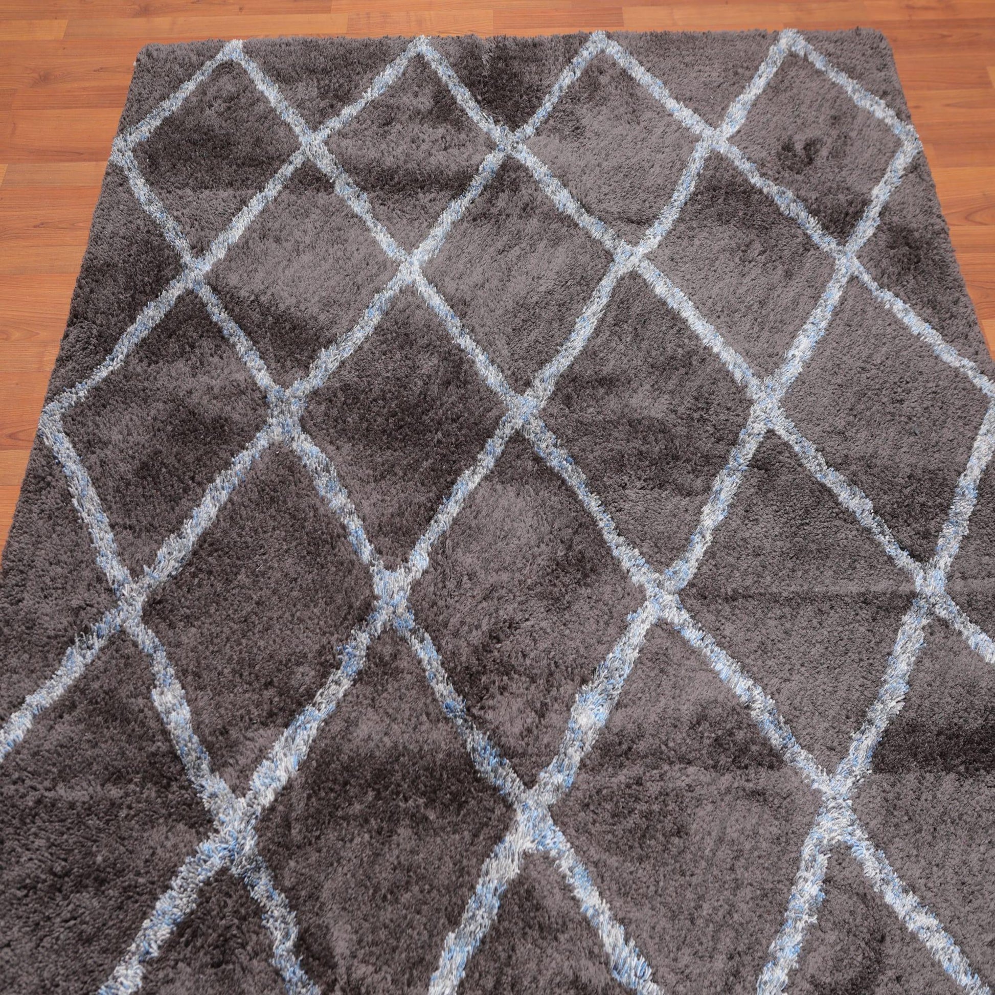 5'4" x 7'6" Handmade Super soft Moroccan Shag Area Rug Gray-1