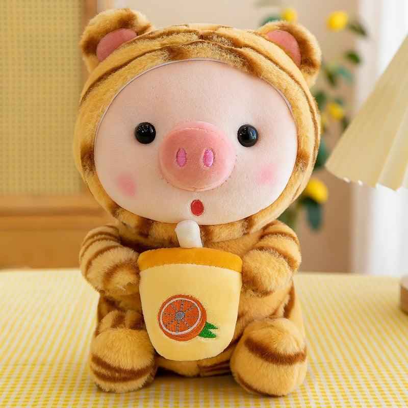 Pig Boba Plush Toy Cute Bubble Tea Stuffed Animal for Kids