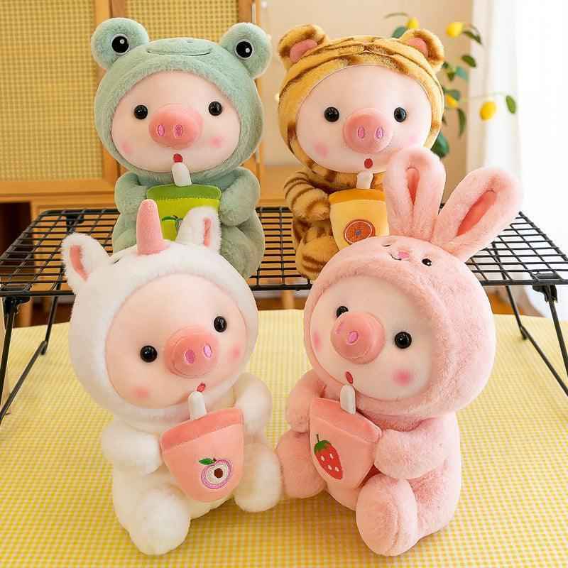 Pig Boba Plush Toy Cute Bubble Tea Stuffed Animal for Kids