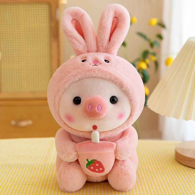 Pig Boba Plush Toy Cute Bubble Tea Stuffed Animal for Kids