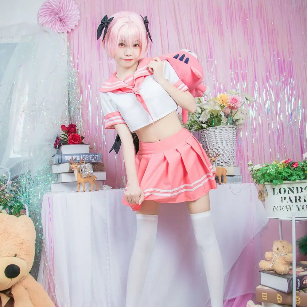 Pink and White Sailor Suit Cosplay Costume FGO
