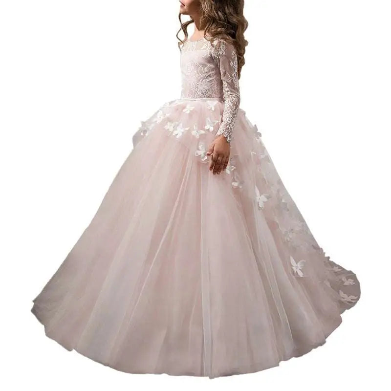 Pink Butterfly Lace Girls Pengpeng Skirt