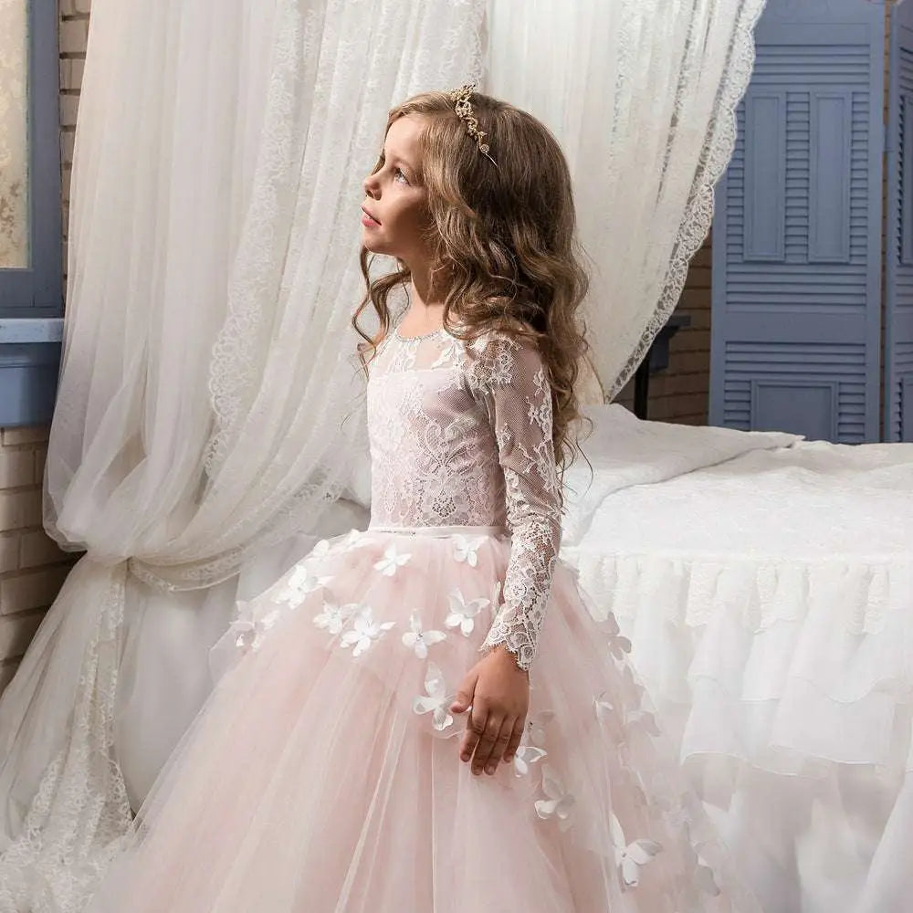 Pink Butterfly Lace Girls Pengpeng Skirt
