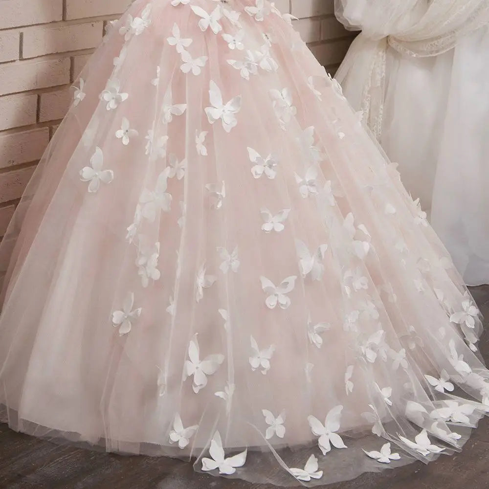 Pink Butterfly Lace Girls Pengpeng Skirt