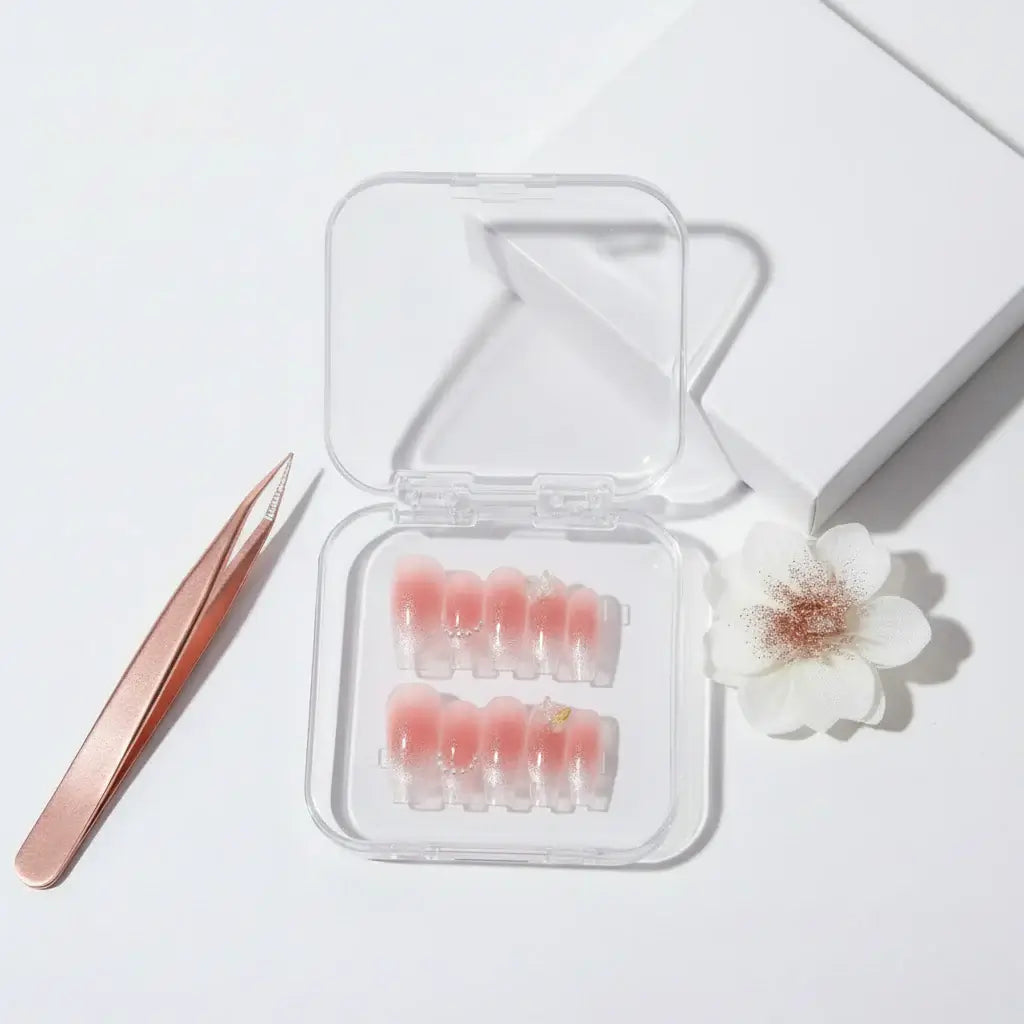 Pink butterfly press on nails for wedding-3