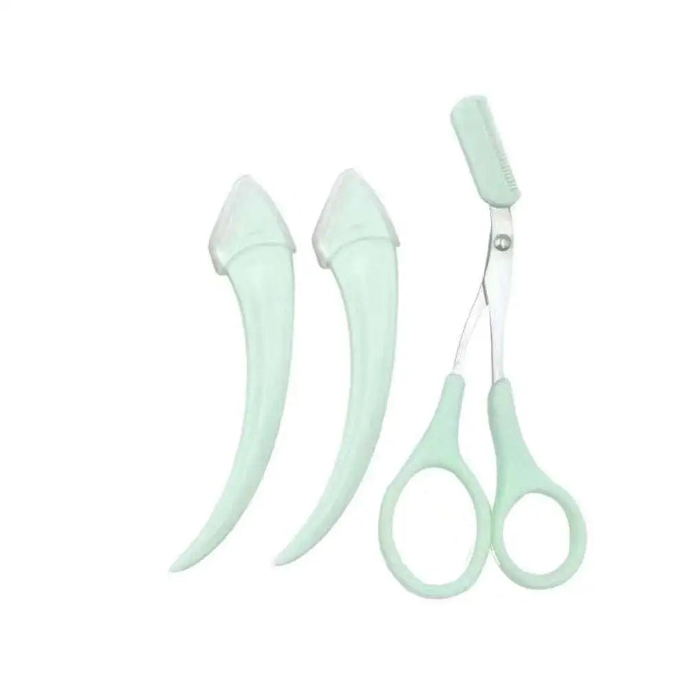 Pink Eyebrow Trimming Knife and Scissors Set