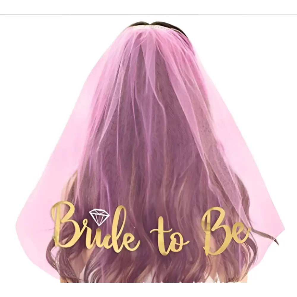 Pink Gold Foil Bride to Be Bridal Veil Popular Tulle