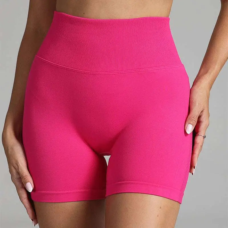 Pink High Waist Seamless Yoga Shorts Women