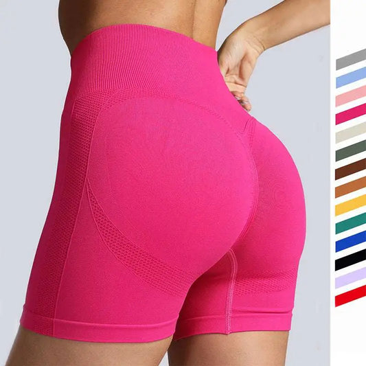 Pink High Waist Seamless Yoga Shorts Women