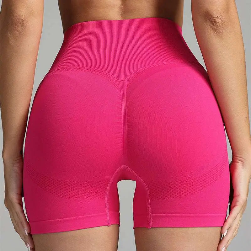 Pink High Waist Seamless Yoga Shorts Women