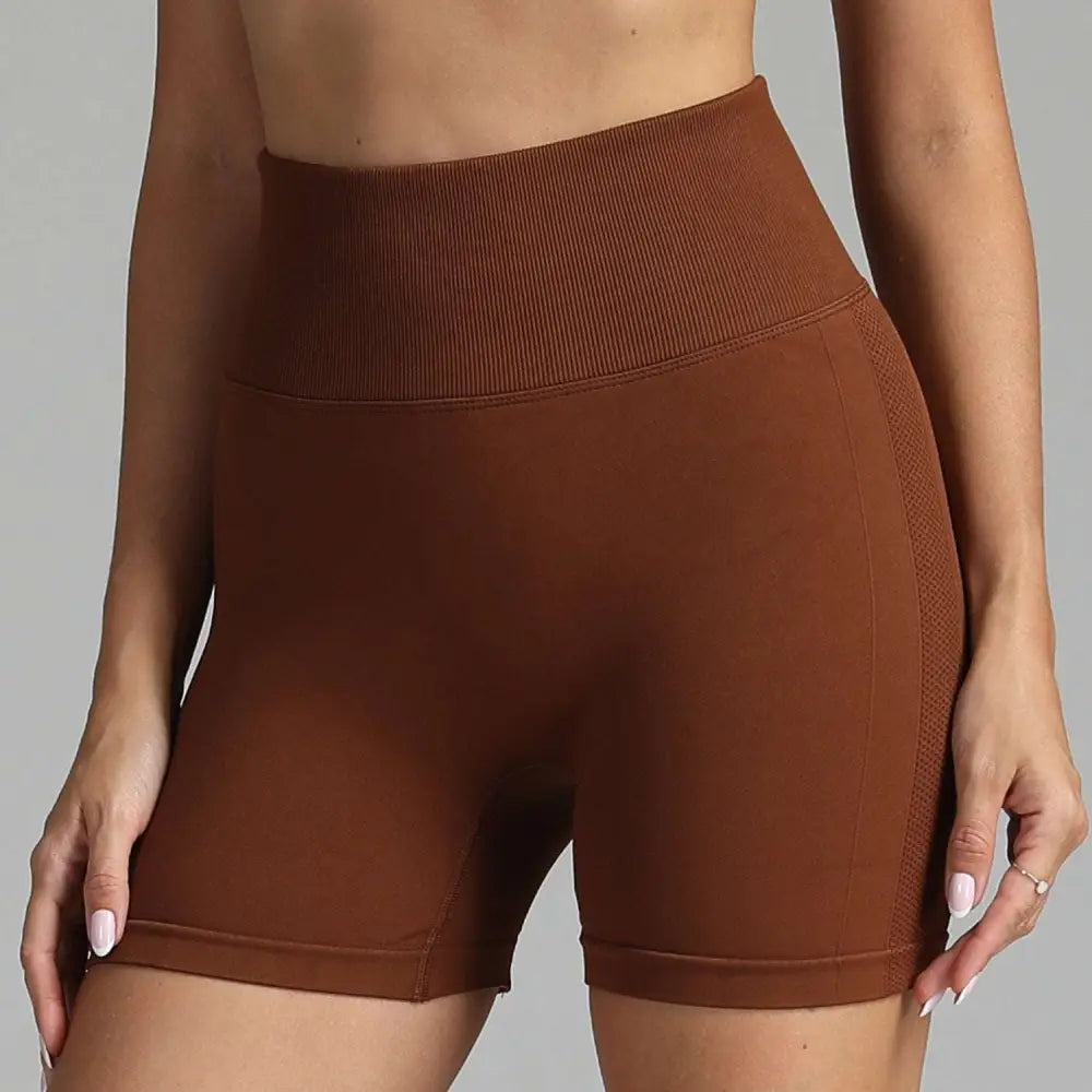 Pink High Waist Seamless Yoga Shorts Women