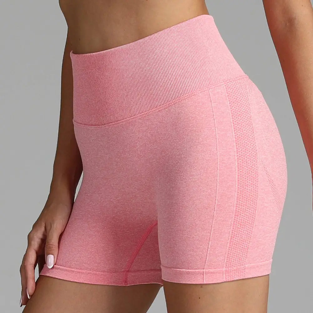 Pink High Waist Seamless Yoga Shorts Women