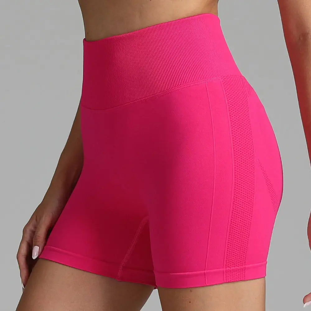 Pink High Waist Seamless Yoga Shorts Women