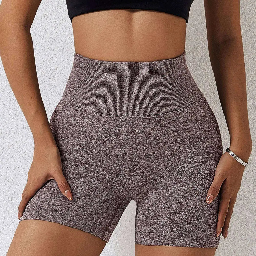 Pink High Waist Seamless Yoga Shorts Women