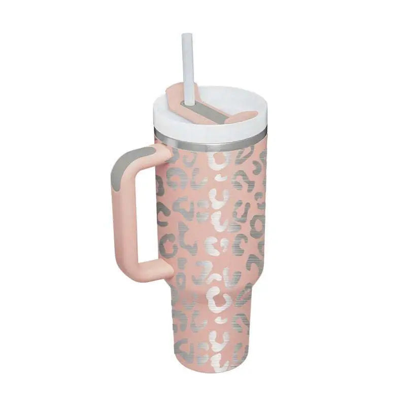Pink Kiss Stainless Steel Handle Straw Insulated Tumbler