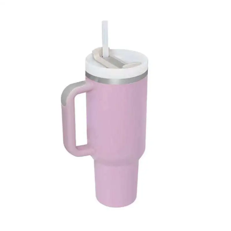 Pink Kiss Stainless Steel Handle Straw Insulated Tumbler
