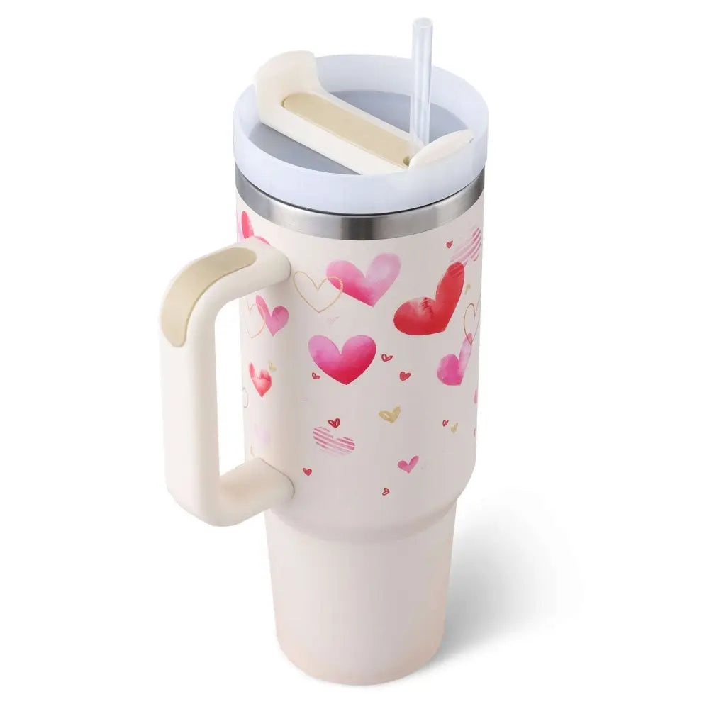 Pink Kiss Stainless Steel Handle Straw Insulated Tumbler