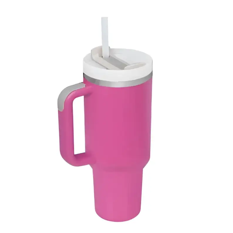 Pink Kiss Stainless Steel Handle Straw Insulated Tumbler