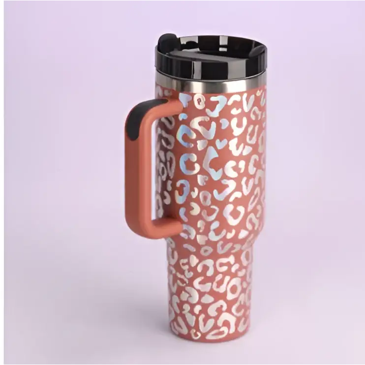 Pink Kiss Stainless Steel Handle Straw Insulated Tumbler