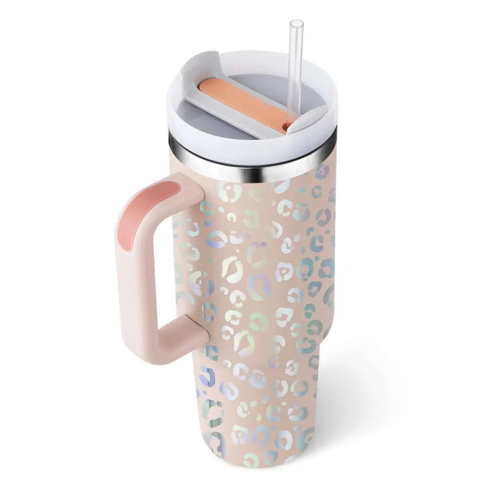 Pink Kiss Stainless Steel Handle Straw Insulated Tumbler