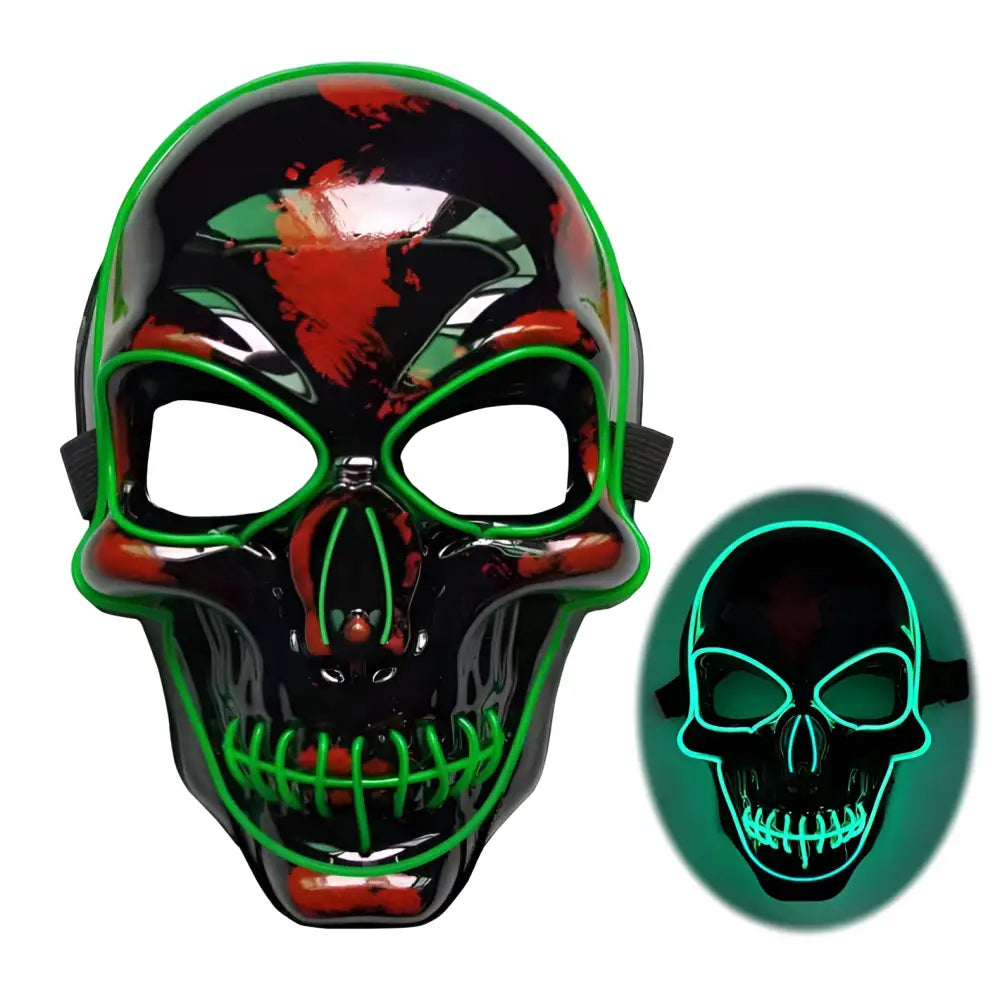 Pink Neon Halloween Skeleton Mask LED Glow