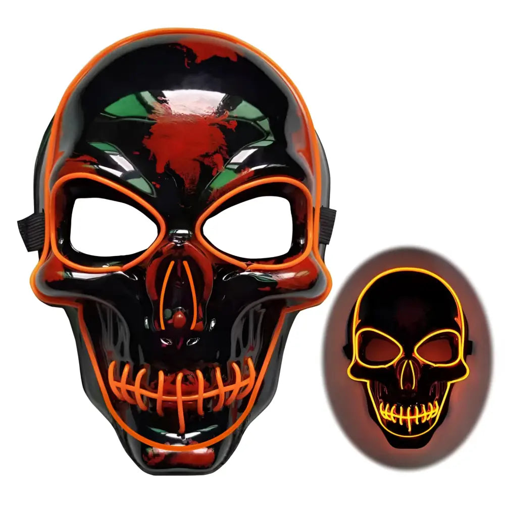 Pink Neon Halloween Skeleton Mask LED Glow