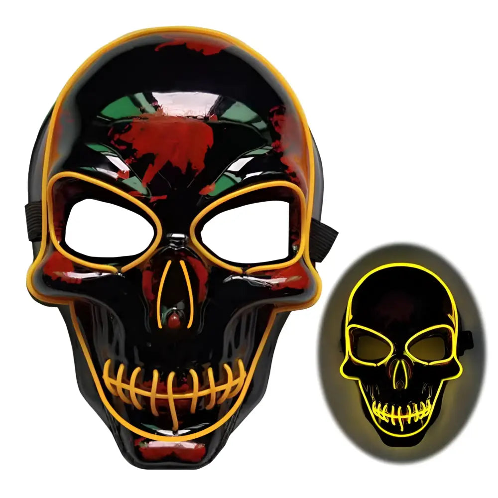 Pink Neon Halloween Skeleton Mask LED Glow