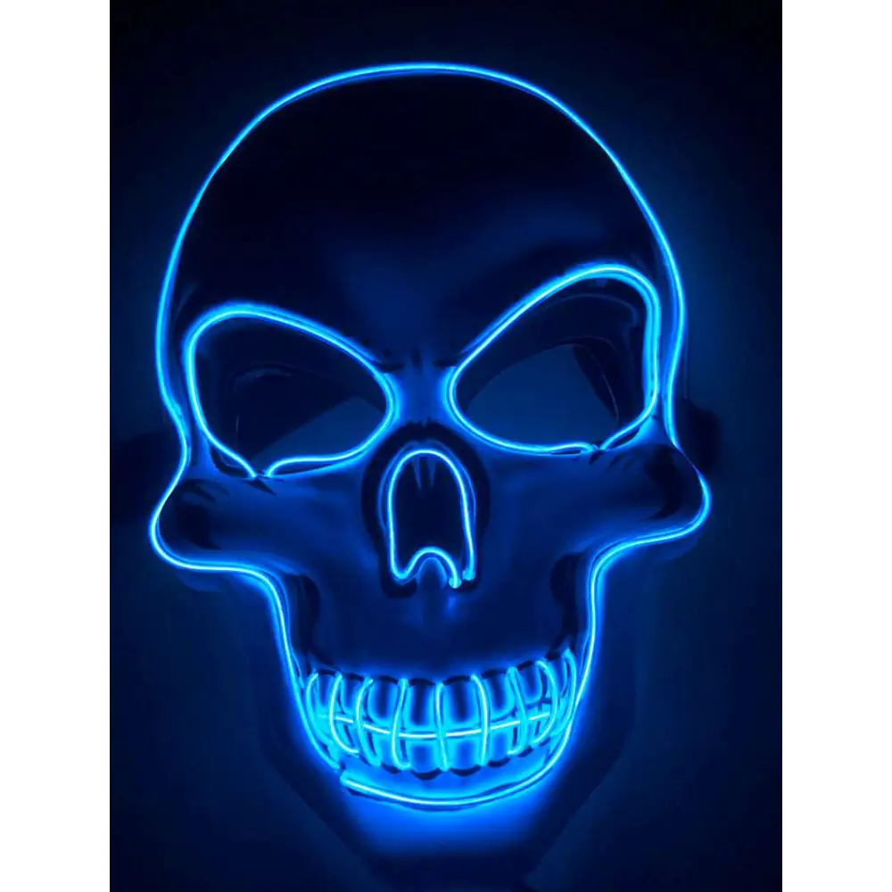 Pink Neon Halloween Skeleton Mask LED Glow