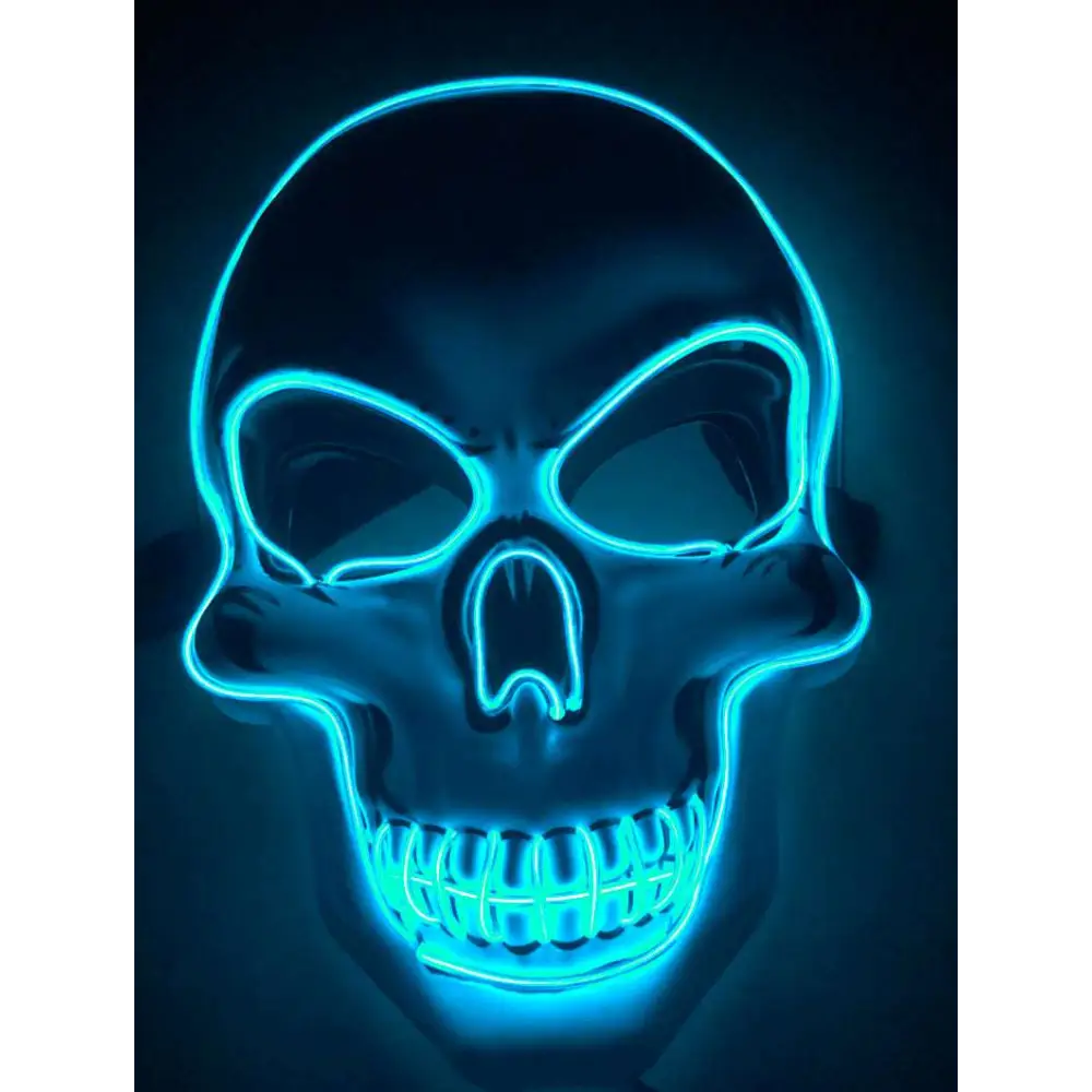 Pink Neon Halloween Skeleton Mask LED Glow