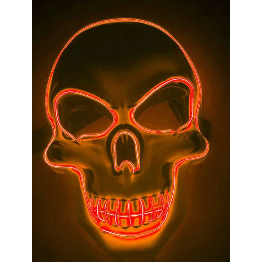 Pink Neon Halloween Skeleton Mask LED Glow