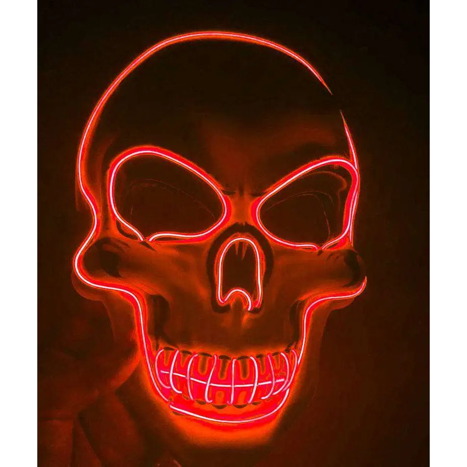 Pink Neon Halloween Skeleton Mask LED Glow