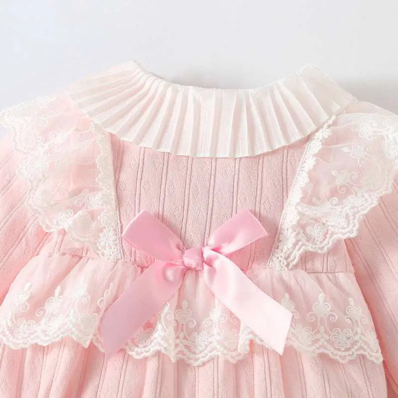 Pink Ribbed Long Sleeve Newborn Clothes Jumpsuit