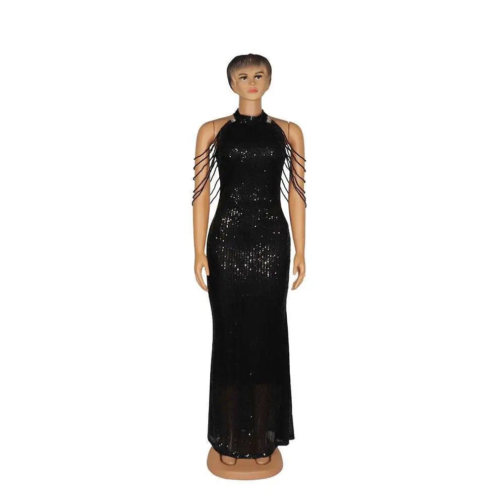 Pink Sequin African Ladies Quality High Stretch Dress