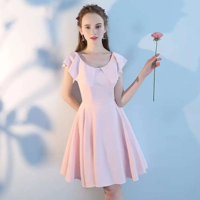 Pink Short Sisters Off Shoulder Ruffled Dress
