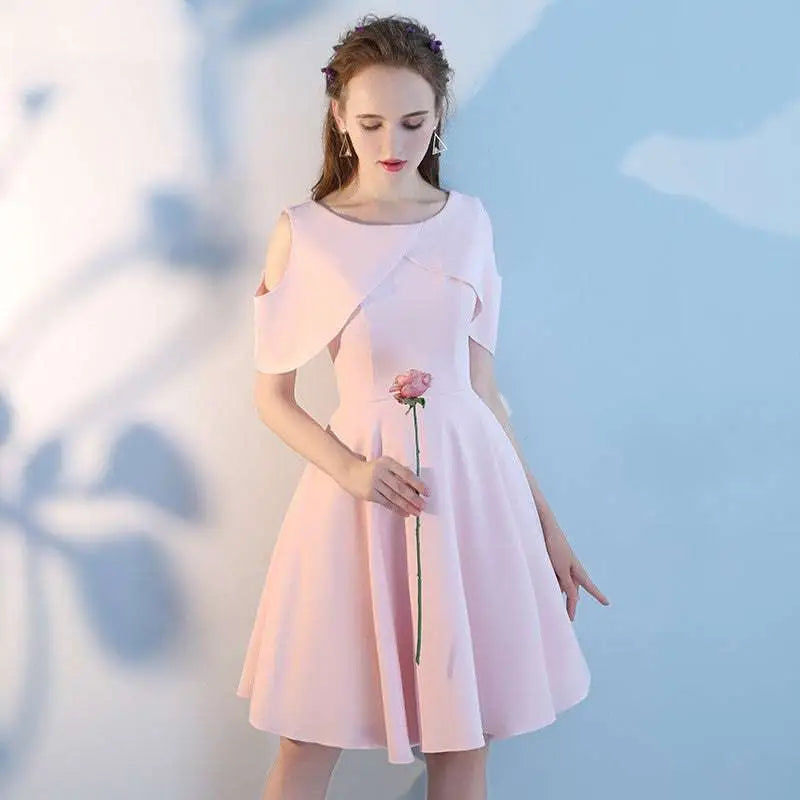 Pink Short Sisters Off Shoulder Ruffled Dress