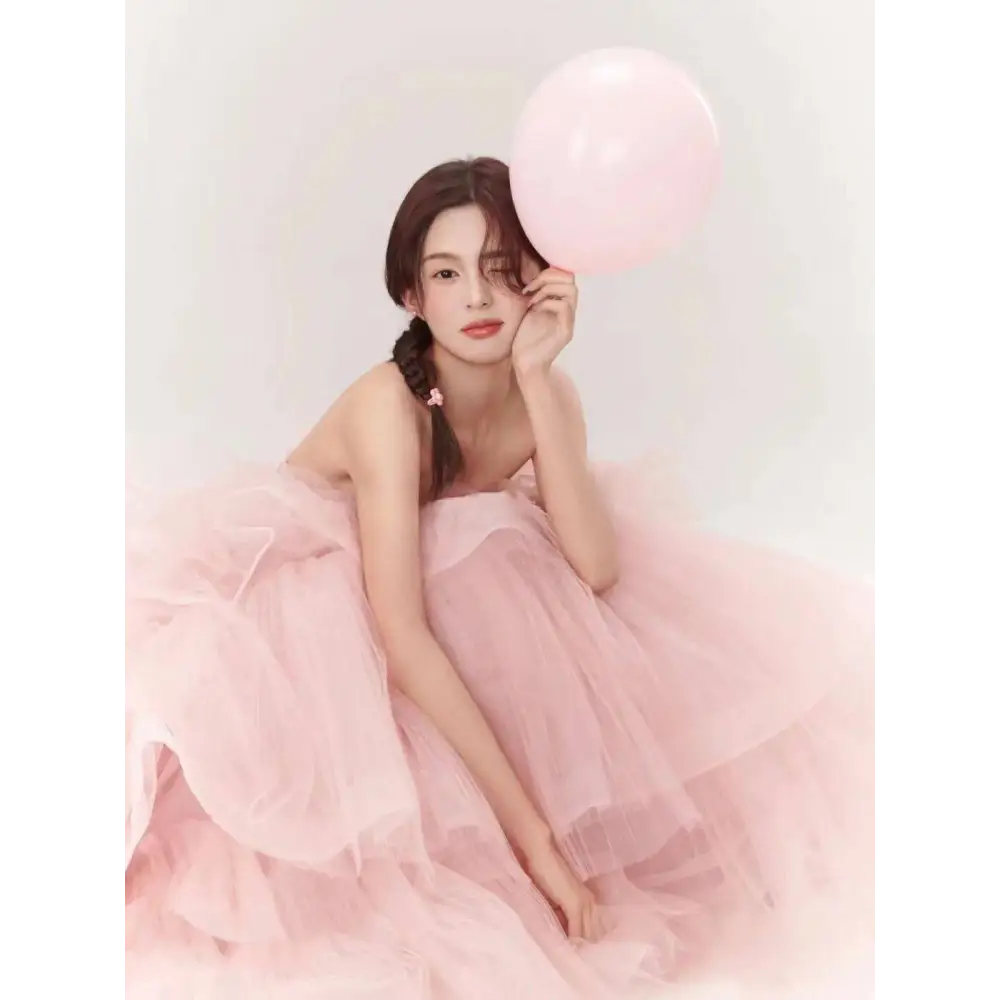 Pink Tiered Tulle Dress Fairy Temperament Main Yarn