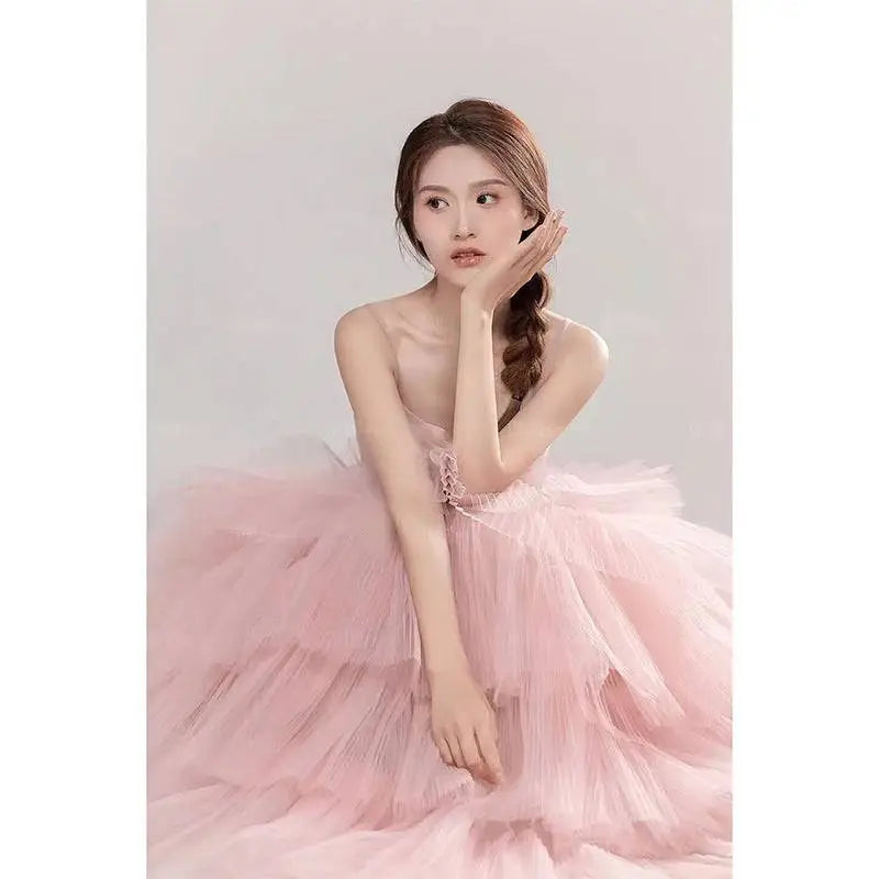 Pink Tulle Wedding Photography Dress