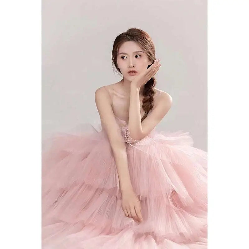 Pink Tulle Wedding Photography Dress